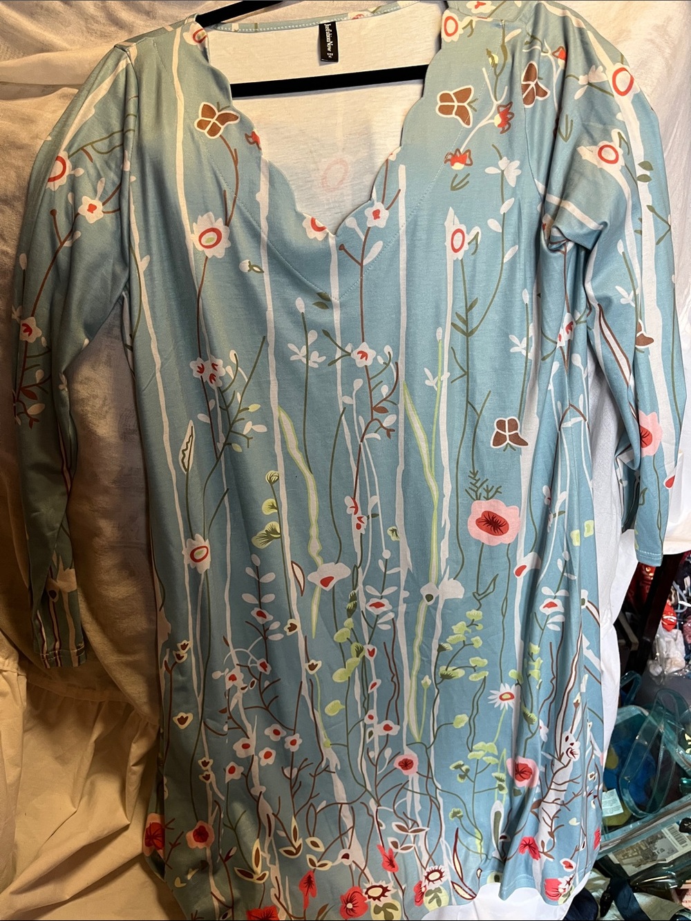 JustFab Light Blue Floral Midi Dress